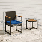 Outsunny 3-Pieces Wicker Patio Furniture Set - Dark Blue-Adjustable foot pads on chairs enhance stability and safety 
