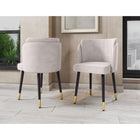 Manhattan Comfort Zephyr 21.65" Modern Velvet Upholstered Dining Chair - Cream-Frame Made of Solid Wood with Splayed Legs in Gold Tips