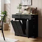 HOMCOM Tilt Out Trash Sideboard Buffet Cabinet with Hidden Garbage Space & Drawers - Black-Two drawers for utensils and small kitchen essentials 