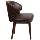 Flash Furniture Comfort Back Series Brown Leather Side Reception Chair with Walnut Legs-Brown LeatherSoft Upholstery
