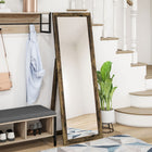 HOMCOM Full Length Mirror - 20.1" W x 57.9" H - Rustic Brown-Thick mirror for a gleaming and beautiful finish 