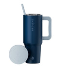 GROSCHE Aspen Insulated Water Tumbler with Handle - 40 oz. - Mountain Blue-Insulated, splash-resistant straw lid