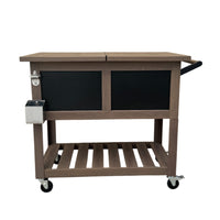 Permasteel 80 Quart Bar Cart Style Patio Cooler - Wood Grain-Powder Coated Steel Construction