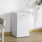 HOMCOM Mini Fridge with Freezer and Reversible Door for Bedroom - White-Cools quickly and quietly with a low-energy consumption compressor
