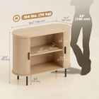 HOMCOM 39.4" Farmhouse Sideboard Buffet Cabinet with Curved Tambour Doors - Natural Wood-Dual side compartments provide extra room for small accessories