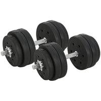 Soozier 66 lb Adjustable Dumbbells Weight Set for Body Fitness - Black-Complete with pair include 8 x 5.5 lb (2.5 kg), 4 x 3.3 lbs (1.5 kg) weights and 2 x 4.4 lbs (2 kg) connecting rods   