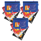 BAZIC Products 3-Ring Pencil Pouch with Clear Window - Assorted - 12 Pack-Portable: Made of durable 600D polyester - scratch resist. Features reinforced 3 ring holed on bags to place in binders