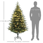 HOMCOM 6' Artificial Christmas Tree with LED Lights and Hinged Tips - Green-Flame-retardant branches increase safety 