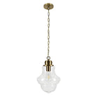 Hudson&Canal Annie 9.13" Wide Pendant with Glass Shade - Brass/Clear-Modern and contemporary design for your entryway, foyer, or kitchen