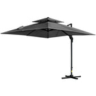Outsunny 10' L x 10' W Cantilever Patio Umbrella - Charcoal Grey-Solid aluminum structure promotes longevity 
