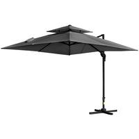 Outsunny 10' L x 10' W Cantilever Patio Umbrella - Charcoal Grey-Solid aluminum structure promotes longevity 