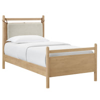 Modway Leni Twin Size Wood Platform Bed Frame - Light Oak Heathered Ivory-Twin Size Platform Bed