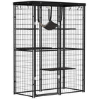 PawHut Outdoor Catio Cat Enclosure with Cover and Platforms - Black-Spacious 6 sq. ft (0.59 ㎡) living area comfortably fits 1-3 cats up to 11 lbs. (5 kg) 