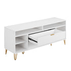 Manhattan Comfort DUMBO 62.99" Modern TV Stand - White-Snap It Assembly! Includes High Quality Internal Click Grooves for a Simple Assembly, No Tools Required