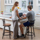 Homy Casa Industrial Swive Counter Bar Stools  24" & 29" - 2 Pack-Plush faux suede upholstery offers a luxurious look and exceptional comfort