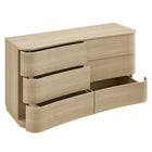 Modway Mirae 6-Drawer Curved Dresser - Brushed Light Oak-Assembly Required