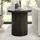 Hudson&Canal Isa 22" Wide Round Fluted Side Table - Alder Brown-Tabletop features a weight capacity of 40 lbs