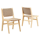 Modway Saoirse Woven Rope Wood Dining Side Chair - Natural - 2 Pack-Woven Rope