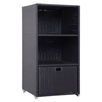 Outsunny Outdoor Storage Cabinet with Shelf Drawer - Dark Brown-Modern towel valet stand provides the feel of a resort or private club at your pool or spa deck area
