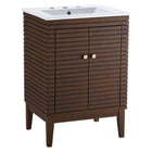 Modway Ledger 24" Bathroom Vanity - Walnut/White-Assembly Required