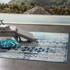 Modway Reflect Giada Abstract Diamond Moroccan Trellis Indoor/Outdoor Area Rug - 5 ft W x 8 ft L - Ivory/Blue-Durable Indoor/Outdoor Rug