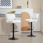 HOMCOM Adjustable Bar Stools with Footrest and Back - White - 2 Pack-Suitable for placing in bars, kitchens, and high dining rooms
