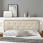Modway Collins Tufted Fabric and Wood Full Headboard - Walnut Beige-Interchangeable Bed Frame Options