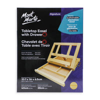 Mont Marte Signature Tabletop Easel with Drawer - Pine-Features a spacious sliding drawer for brushes and accessories, helping keep your tabletop setup tidy and ready to use
