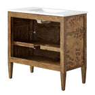 Modway Elysian 36" Wood Bathroom Vanity - White/Brown-Burl Wood Veneer