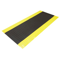 Edgewood Foam Fusion Diamond Plate Surface Laminated Anti-Fatigue Mat - 2' W x 3' L x 5/8" D - Black/Yellow-Medium Duty