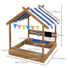 Outsunny Outdoor Sandbox with Cover for Backyard - Brown-Features seats for two kids to rest 