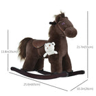 Qaba Kids Plush Rocking Horse with Wooden Rockers - Brown-The wooden bottom for smooth forward and backward rocking 