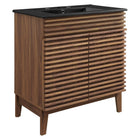 Modway Render 30" Bathroom Vanity - Walnut/Black-Mid-Century Modern Style