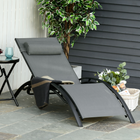 Outsunny Patio Reclining Lounge Chair with Adjustable Backrest - Grey-Adjustable backrest has five settings to find optimal level of comfort