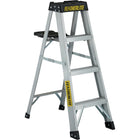 Featherlite Industrial Heavy-Duty Aluminum Stepladders (3400 Series), 4'-Super tough copolymer top for strength and durability