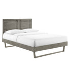 Modway Marlee Wood Queen Platform Bed with Angular Frame - Grey-Queen Headboard With Window Pane Detail