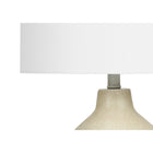 Monarch Specialties 24" H Contemporary Table Lamp - Beige Concrete / Ivory / Cream Shade-Assembled dimensions: 14 in. L x 14 in. W x 24 in. H. base: 7.5 in. L x 7.5 in. W x 12.75 in. H. shade: 14 in. L x 14 in. W x 10 in. H
