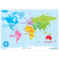 Ashley Productions Smart Poly Learning Mats - 12" x 17" - Double-Sided - World Basic Map - 10 Pack-Heavy duty double-sided surface, no lamination required