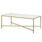 Hudson&Canal Henley 48"W Rectangular Coffee Table with Glass Top - Brass-Table has a weight capacity of 60 lbs