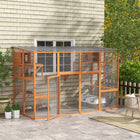 PawHut 76" H Outdoor Catio Cat Enclosure with Waterproof Roof - Orange-Spacious 4.34㎡ playground with 7 platforms allows 1-5 cats to play 
