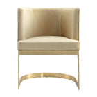 Manhattan Comfort Aura 24.4" Modern Velvet Upholstered Dining Chair - Sand and Polished Brass - Set of 2-Weight Capacity: 300 lb
