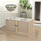 PawHut Elevated Large Dog Bowls with Slow Feeder and Stainless Steel - Oak-Comes with a slow feeder mat to prevent choking and vomiting 