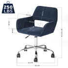 Homy Casa Adjustable Office Chair Chrome Base Fabric - Navy Blue-Comfortable Armrests: The padded armrests offer additional comfort and support for your arms