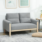 HOMCOM 53" Loveseat Sofa with Solid Wood Legs - Grey-Washed white rubberwood legs and accents add stylish, modern charm
