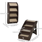 PawHut 4-Level Portable Foldable Dog Stairs - Dark Brown-Secure and sturdy footing for pets with built-in side rail and non-slip mats 