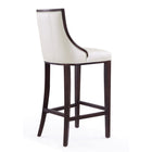 Manhattan Comfort Fifth Avenue 19" Traditional Faux Leather Upholstered Bar Stool - Pearl White and Walnut - 3 Pack-Delivered to you Fully Assembled! No Assembly Required