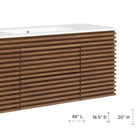 Modway Render 48" Wall-Mount Bathroom Vanity - Walnut/White-Wall-Mount Design