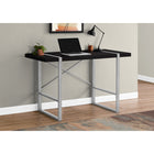 Monarch Specialties 7664 48" Computer Desk - Black/Silver Metal-Robust metal legs in a silver finish are incorporated into the desktop for an interesting visual effect