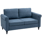 HOMCOM Loveseat Sofa with Curved Armrests - Dark Blue-Chenille-feel fabric offers a luxuriously soft and comfortable texture