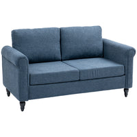 HOMCOM Loveseat Sofa with Curved Armrests - Dark Blue-Chenille-feel fabric offers a luxuriously soft and comfortable texture